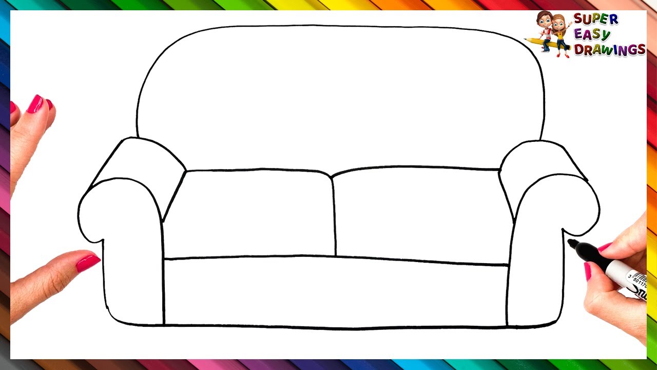How to draw a sofa step by step ðï sofa drawing easy