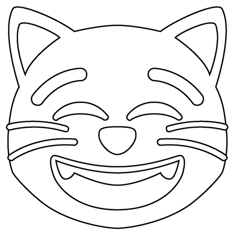 Grinning cat with smiling eyes emoji coloring page free printable coloring pages