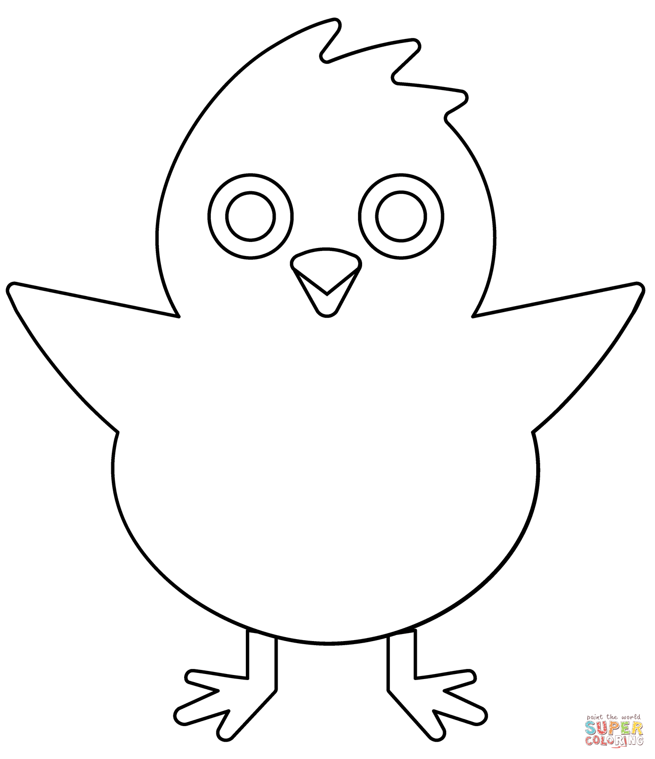Front facing baby chick emoji coloring page free printable coloring pages