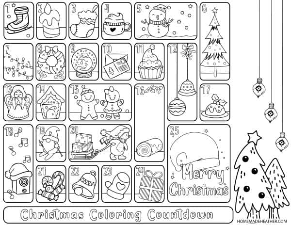 Free christmas countdown coloring printables homemade heather