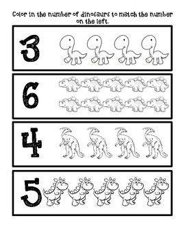 Dinosaur counting and coloring activity sheet math activities preschool color activities activities