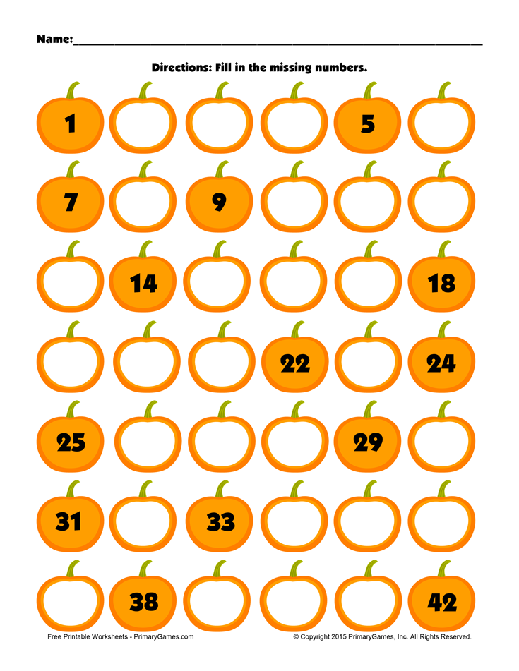 Halloween worksheets pumpkin counting