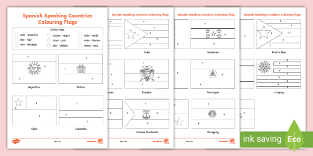 Ð spanish speaking untries louring flags worksheet