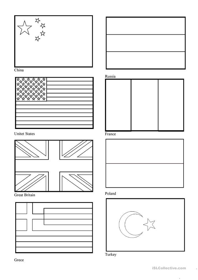 Flags of countries worksheet
