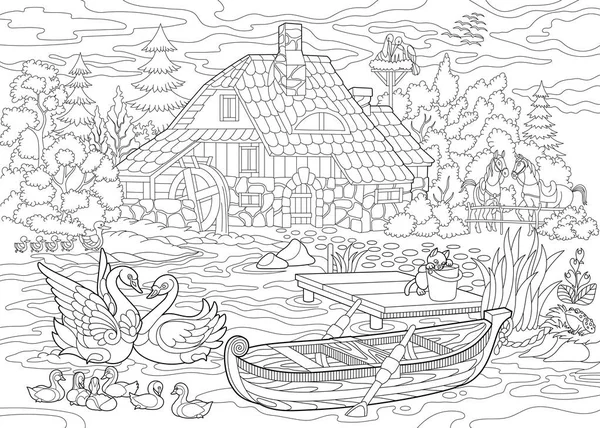 Coloring pages coloring book adults colouring pictures fantasy castles houses stock vector by sybirko