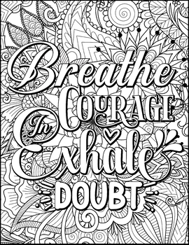 Positive affirmation coloring page breathe in courage by eboni dockery