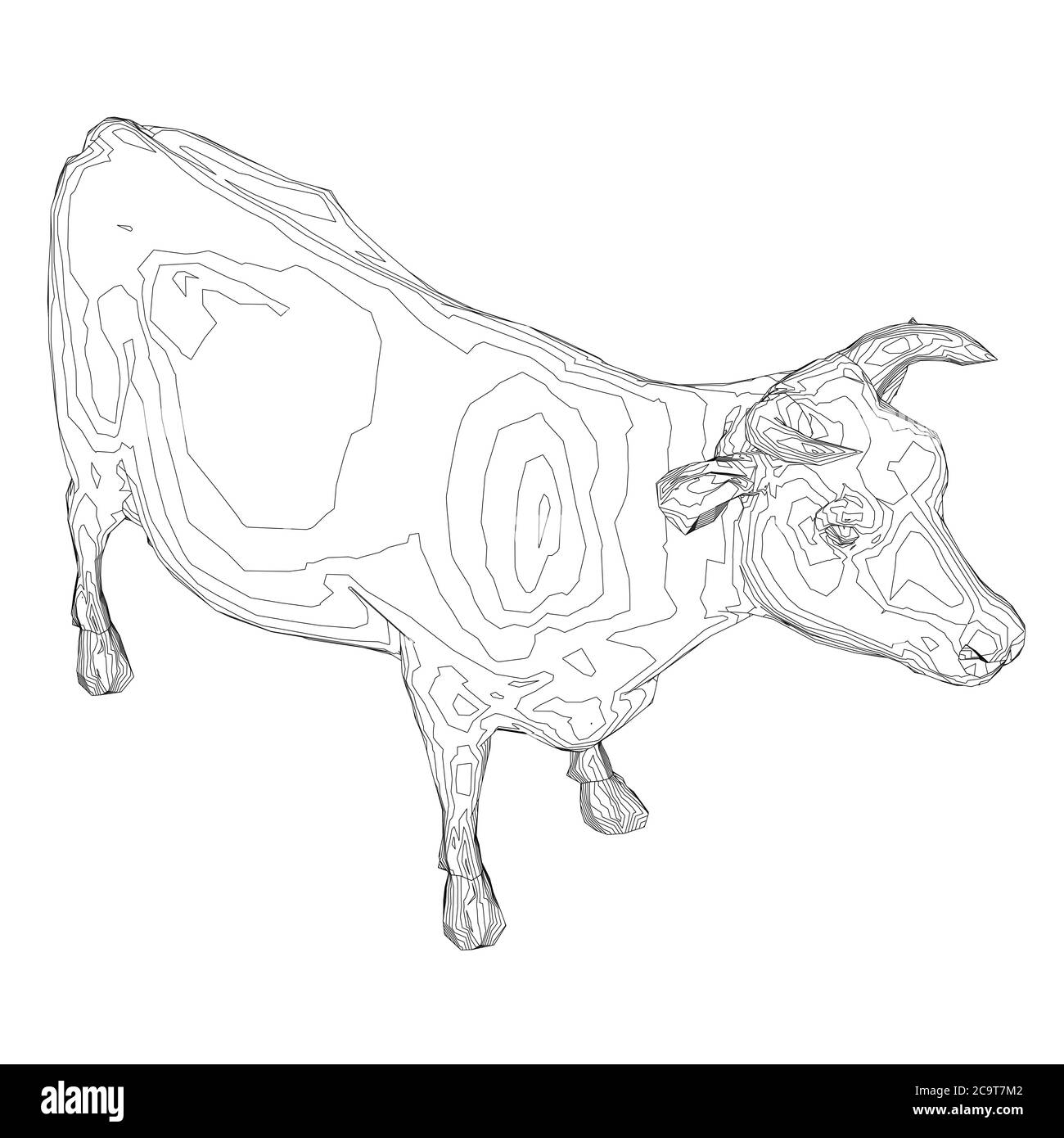 Wireframe of a cow from black lines on a white background isometric view d vector illustration stock vector image art