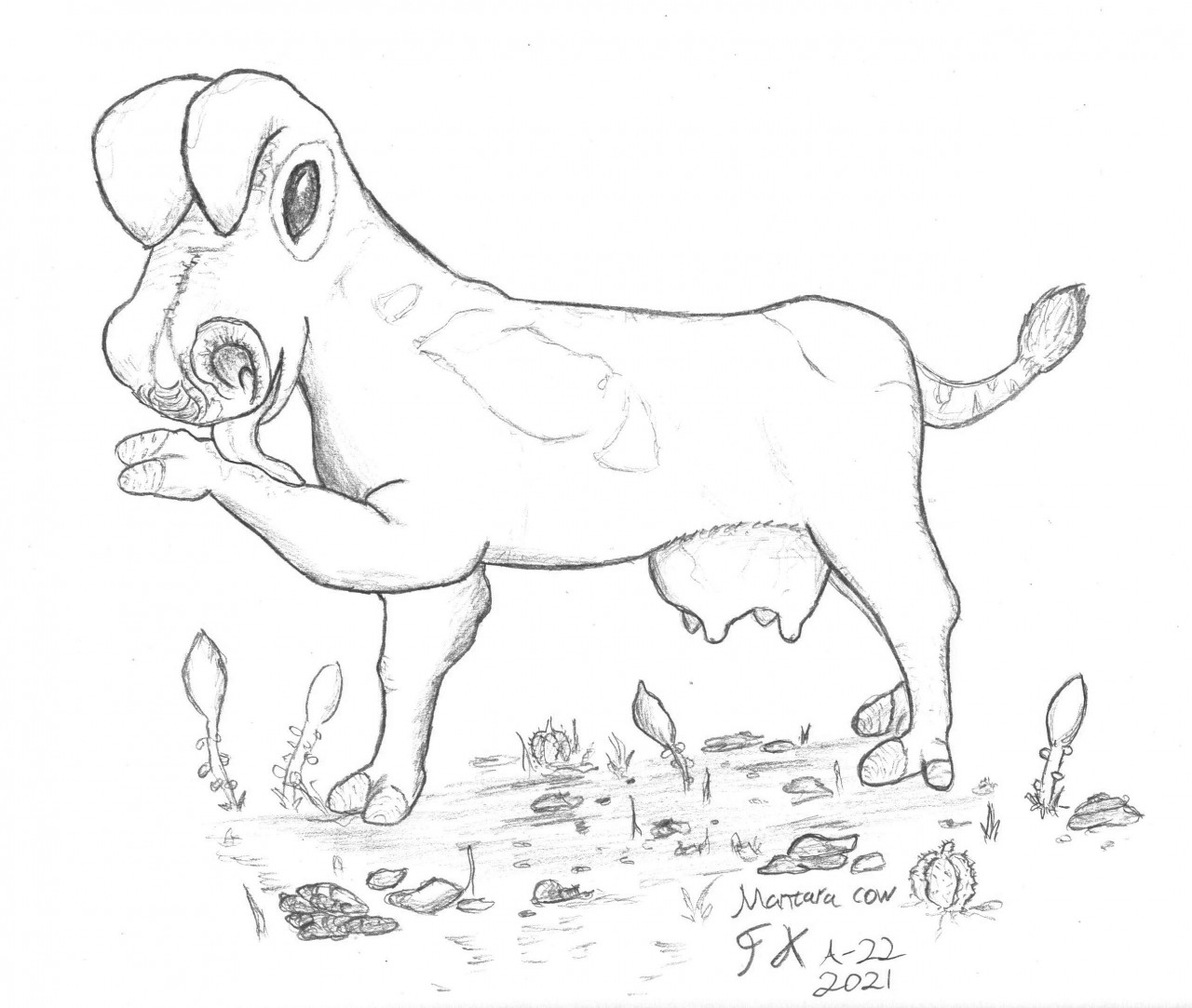 Mantara cow drawing based on d model by kelpaz