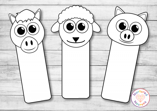 Printable farm animal bookmarks to color