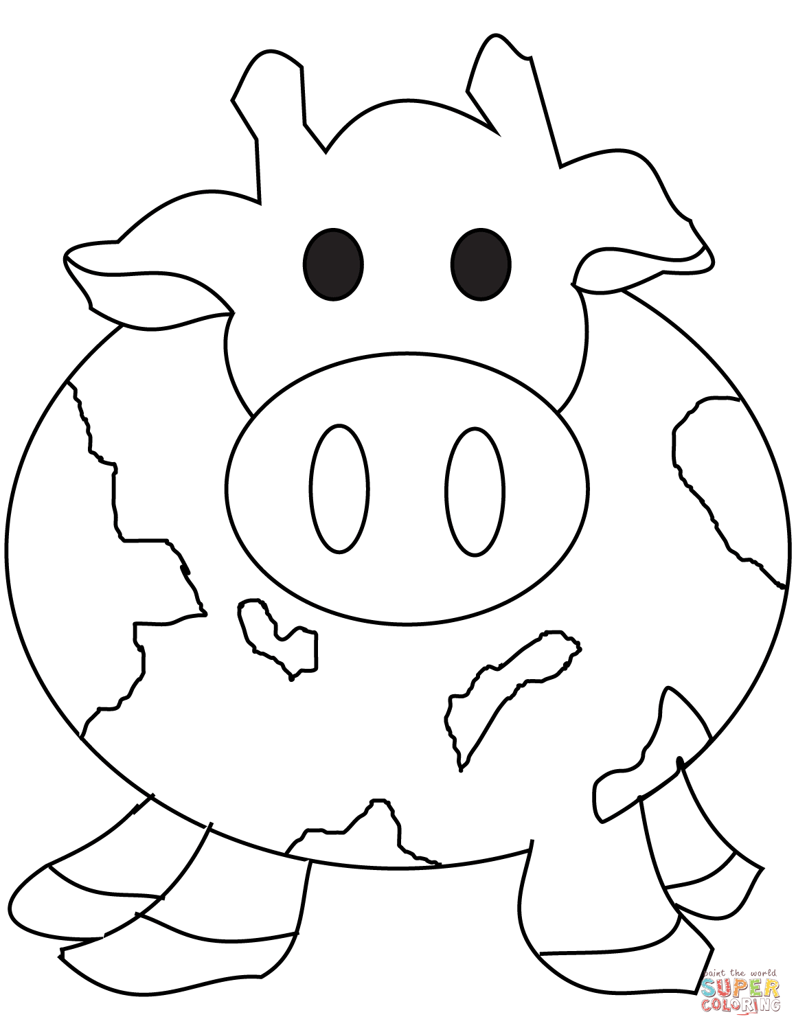 Cute cartoon cow coloring page free printable coloring pages