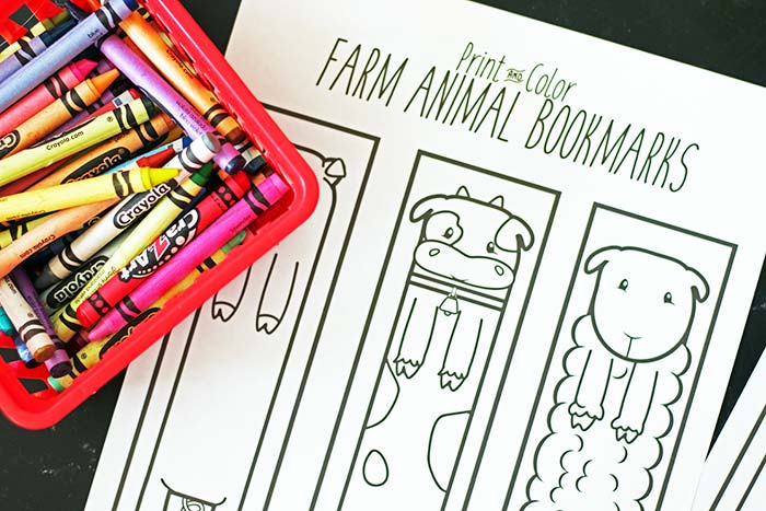 Free printable farm animal bookmarks for kids to color sunny day family