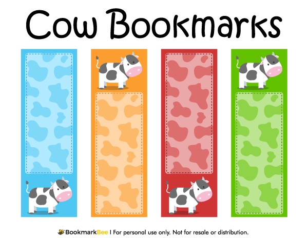 Printable cow bookmarks