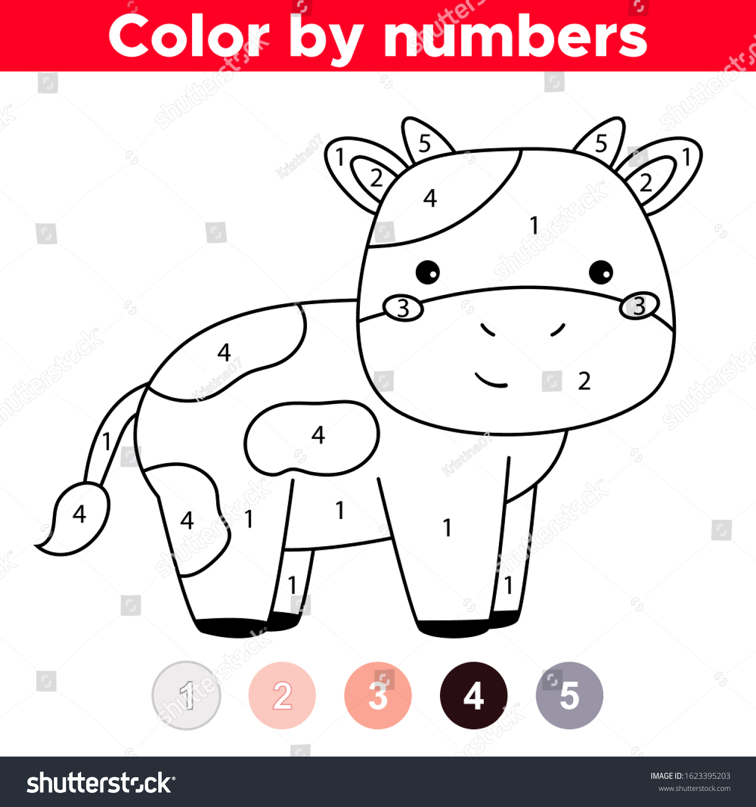 Hundred color by number cow royalty