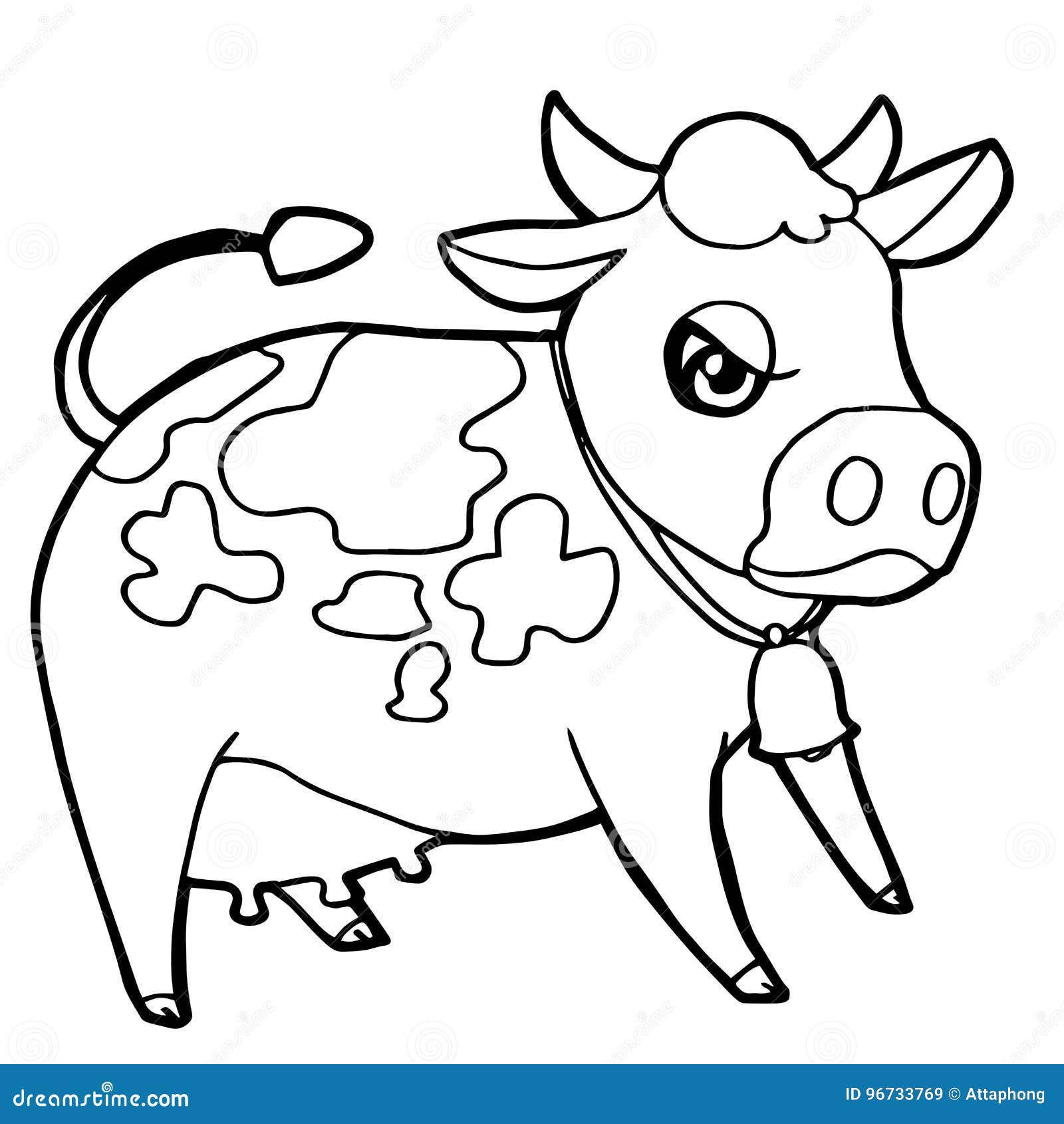 Cartoon cute cattle or cow coloring page vector stock vector