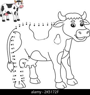 Dot to dot cow coloring page for kids stock vector image art