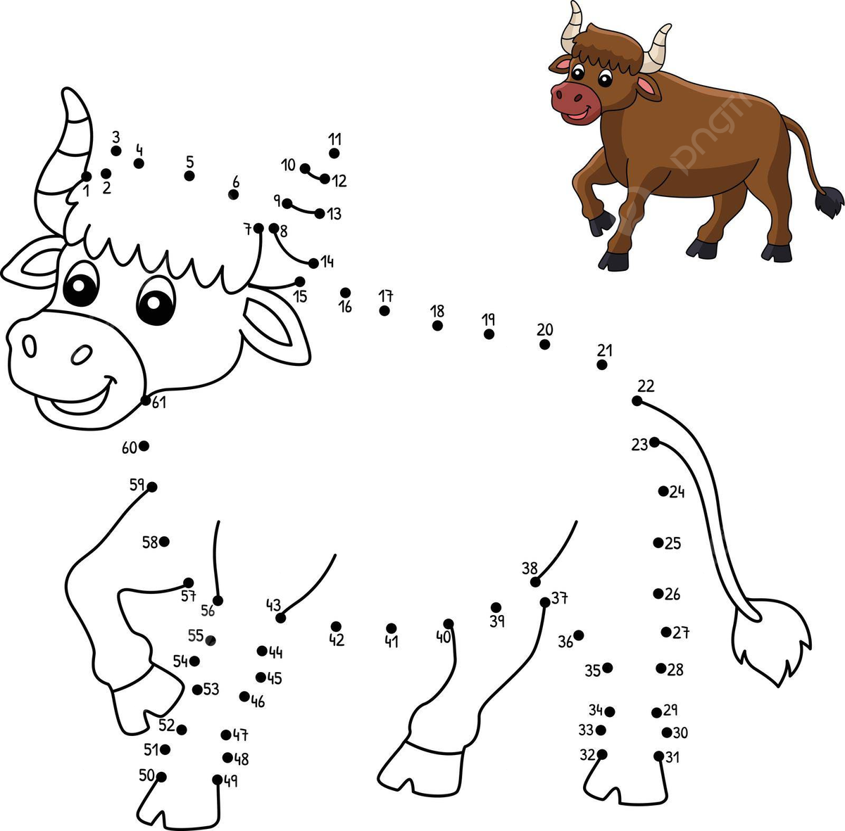 Ox dottodot coloring page for children isolated colouring book colouring page vector isolated colouring book colouring page png and vector with transparent background for free download