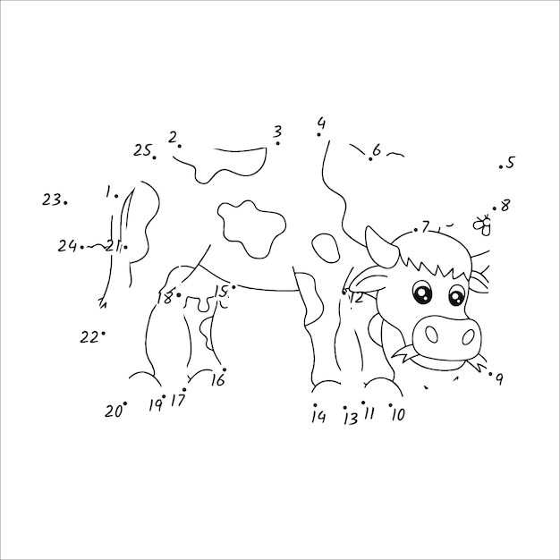 Premium vector cow dot to dot coloring page for kids