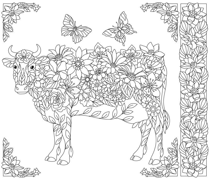 Cow adult coloring stock illustrations â cow adult coloring stock illustrations vectors clipart