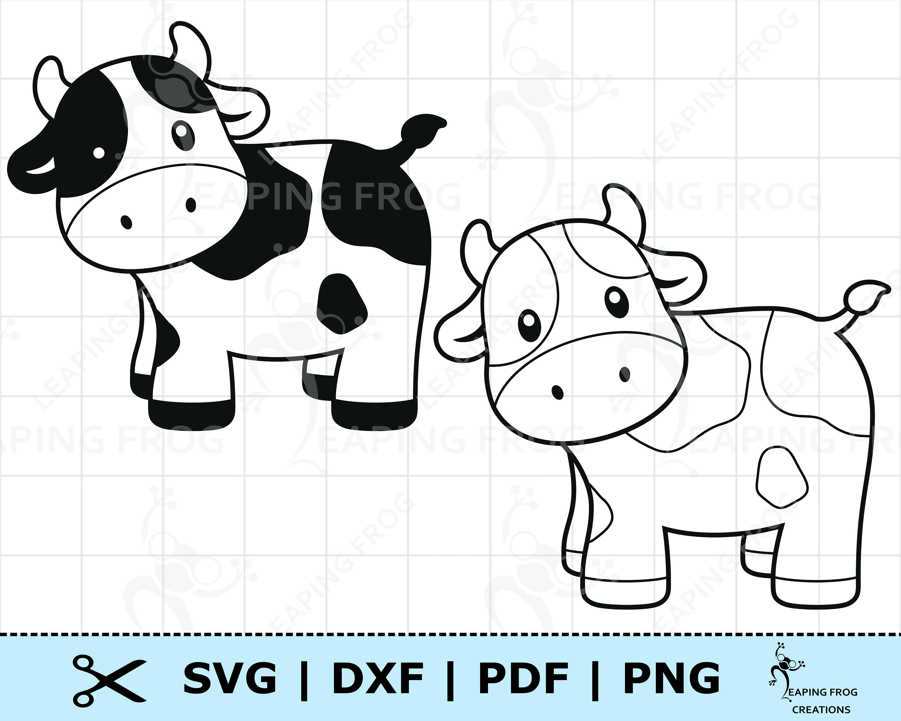 Cute cow svg png dxf eps layered whole image digital download cricut silhouette cut files cow coloring page svg instant download