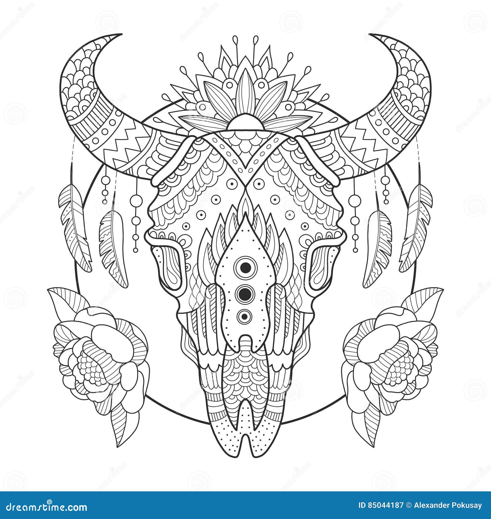 Cow skull coloring book vector illustration stock vector