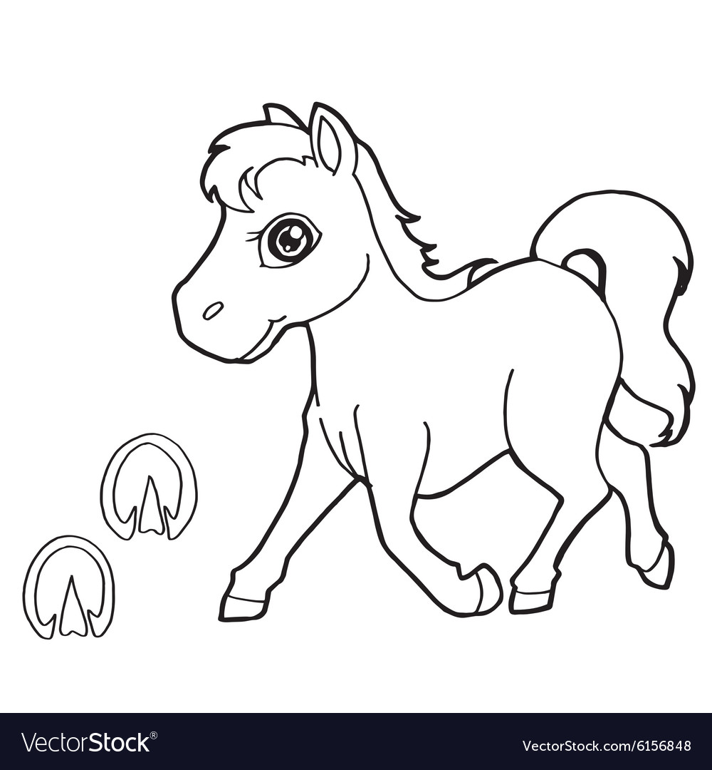 Paw print with horse coloring pages royalty free vector