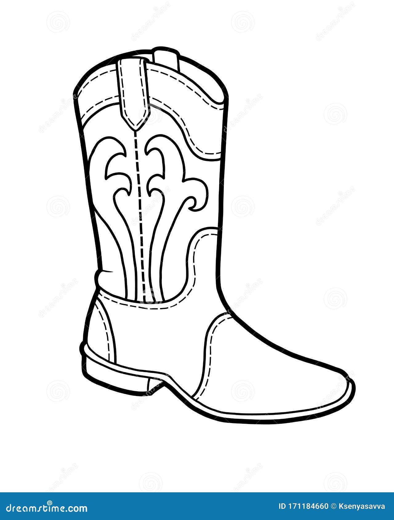 Coloring book cartoon shoe collection western boot stock vector