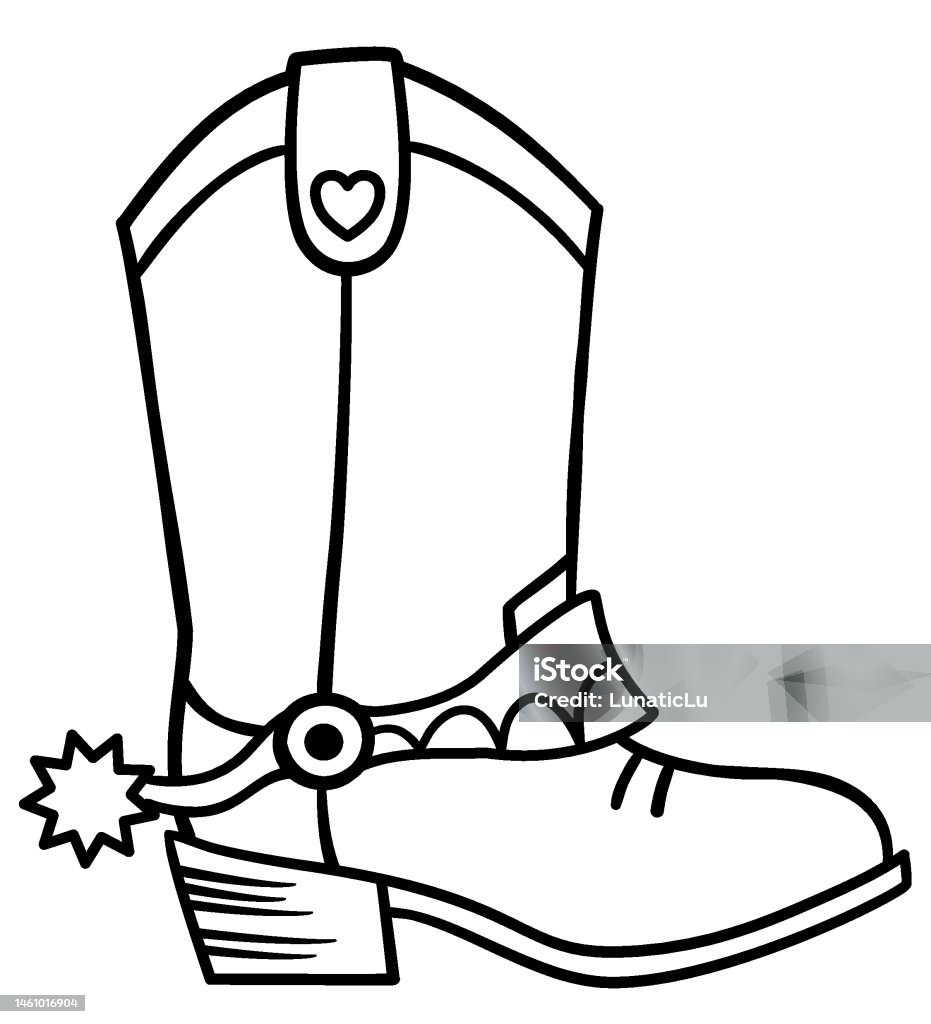 Cowboy boots vector little cowboy boot illustration outline style for coloring book or print isolated on white background stock illustration
