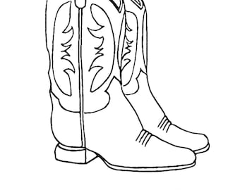 Rodeo cowboy boots coloring page