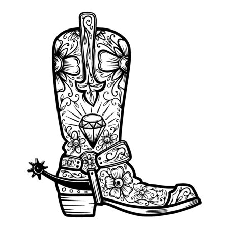 Cowboy boot coloring page cliparts stock vector and royalty free cowboy boot coloring page illustrations