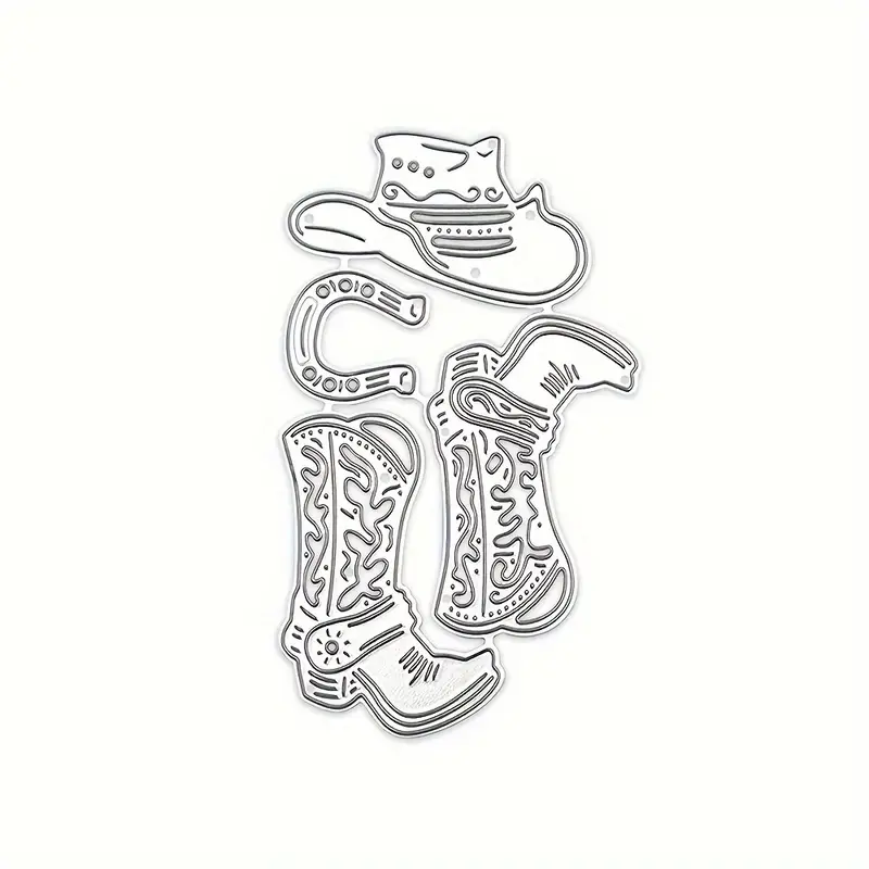 Cowboy boots hat metal cuttting dies cut die scrapbooking