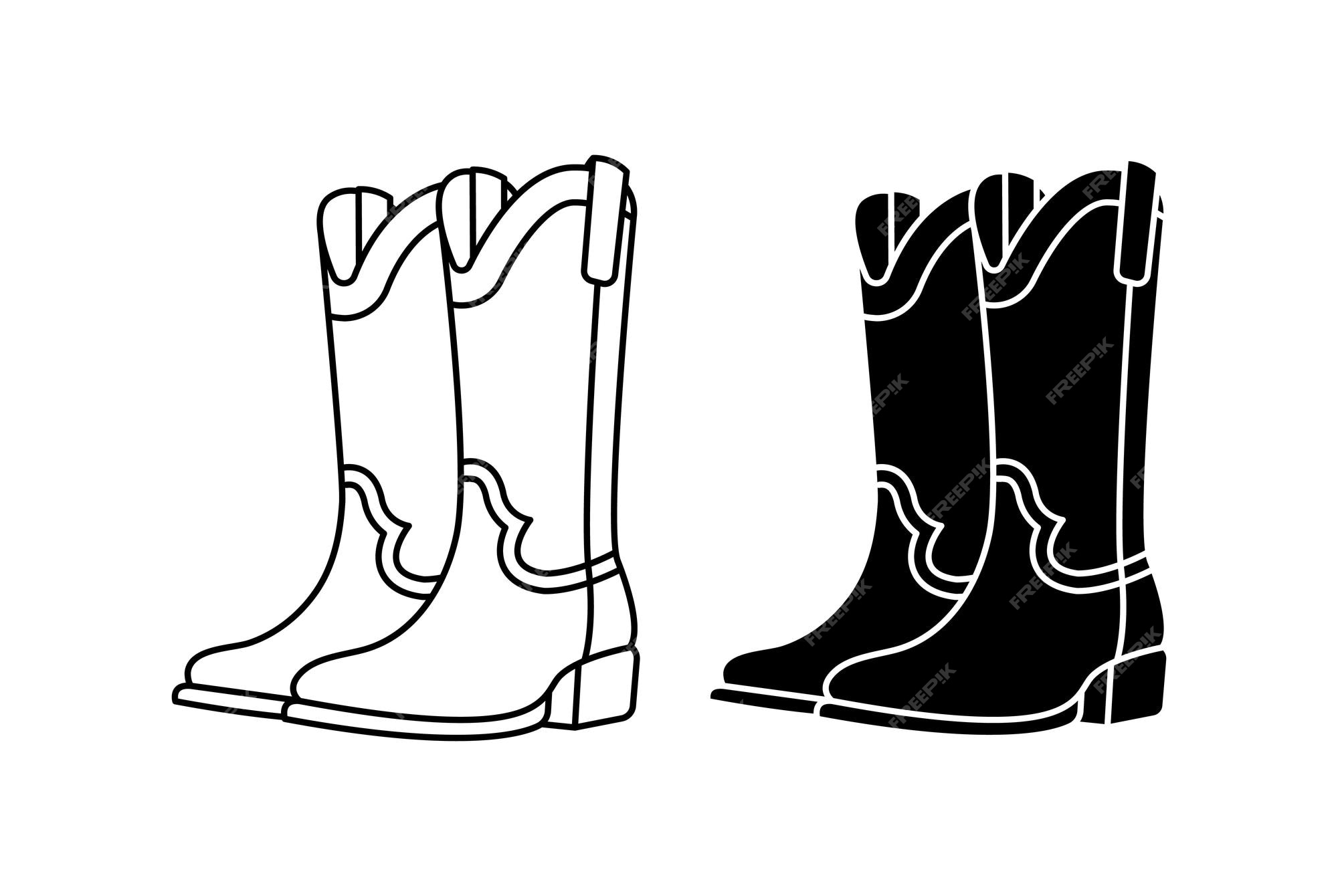 Premium vector cowboy boots template silhouette outline