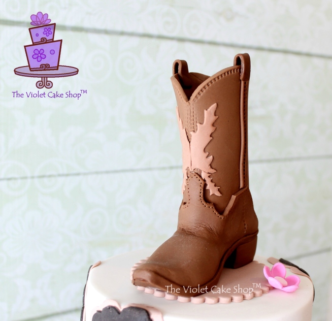 Girly western birthday cake plus cowboy boot topper pictorial the violet cake shopâ