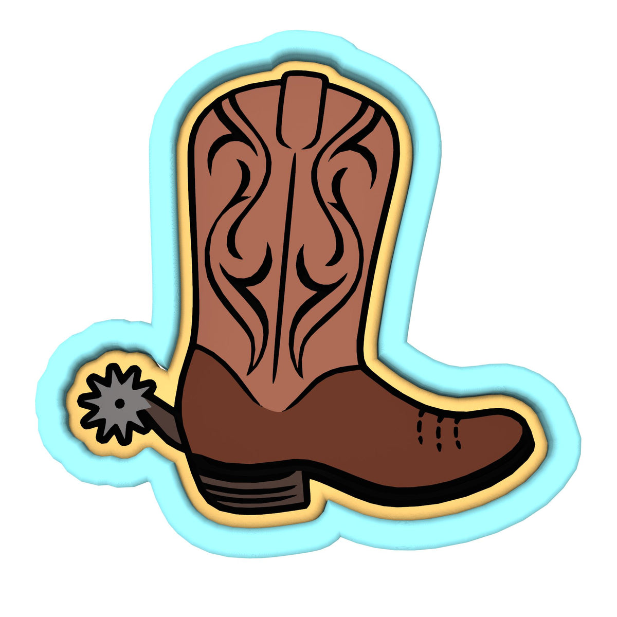 Cowboy boot cookie cutter stamp stencil