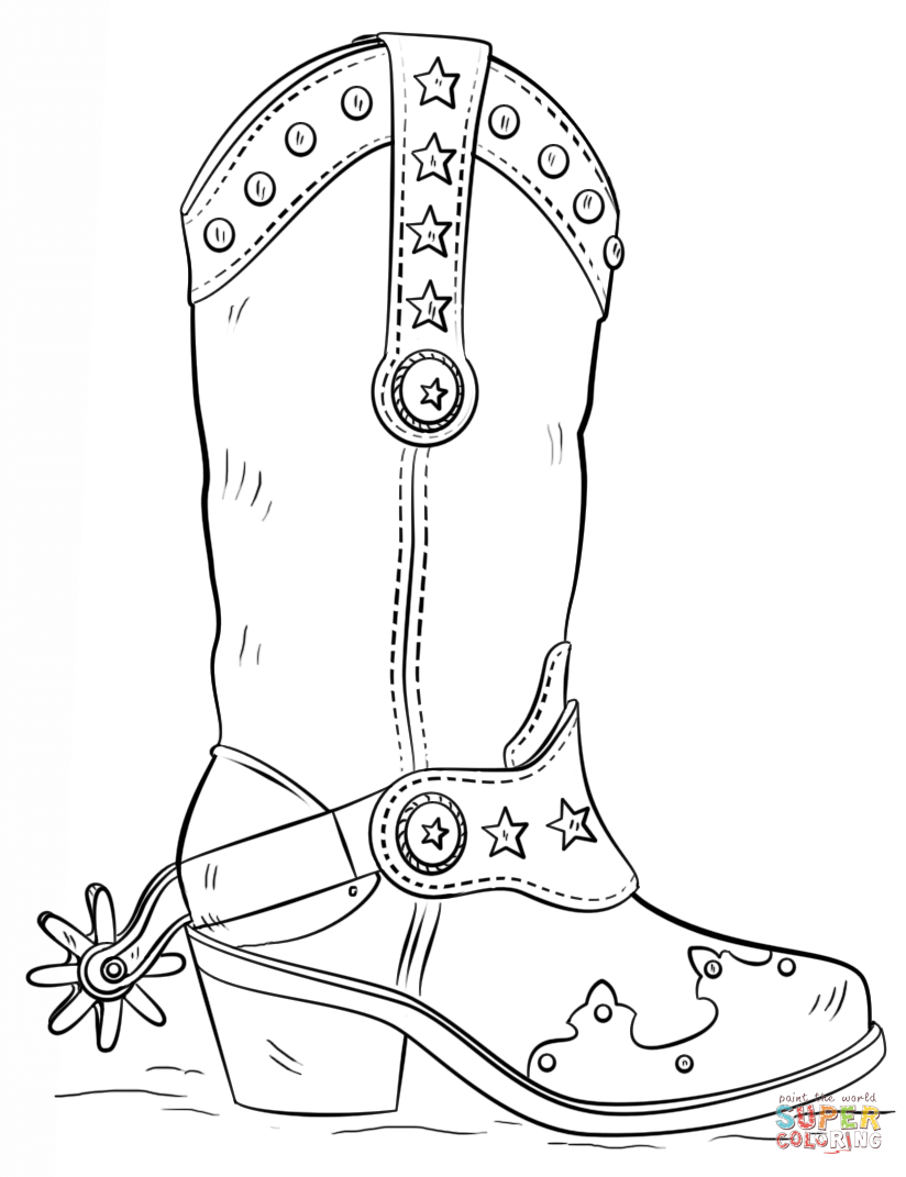 Cowboy boot coloring page free printable coloring pages