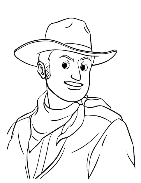 Premium vector cowboy in the desert isolated coloring page