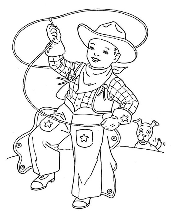 Free easy to print cowboy coloring pages