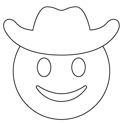 Cowboy hat face emoji coloring page free printable coloring pages