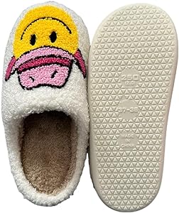 Jinlonyu cowboy boot and cowgirl hat slippers for women men cute smile face slippers warm cozy couple indoor outdoor house shoes smile hat