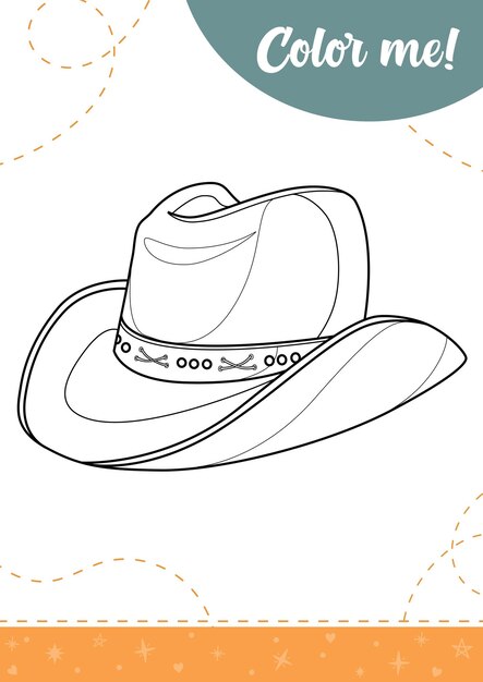 Premium vector coloring page for kids with cowboy hats