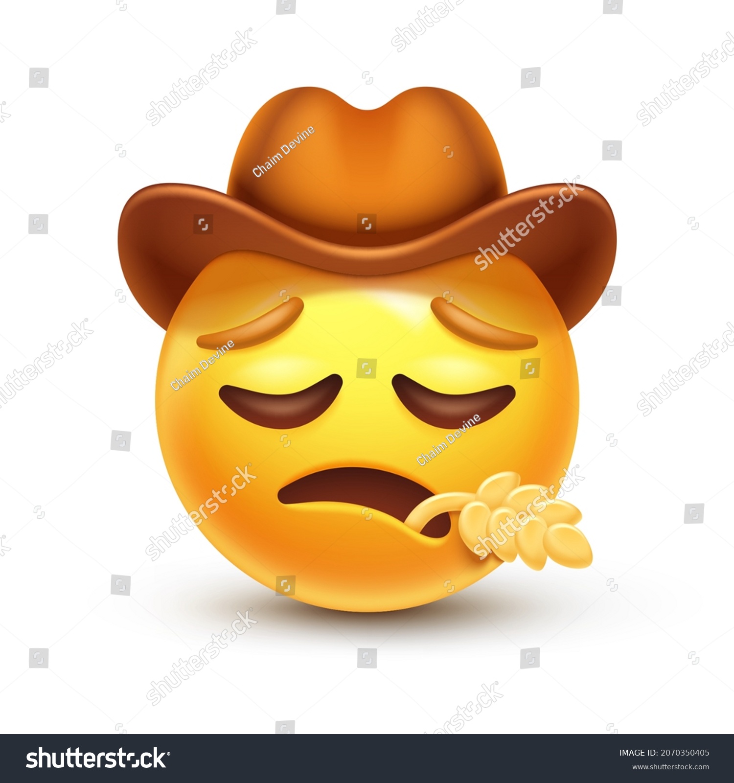 Sad cowboy emoji emoticon leather cowboy stock vector royalty free