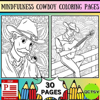 Cowboy coloring pages western coloring sheets mindfulness coloring pages