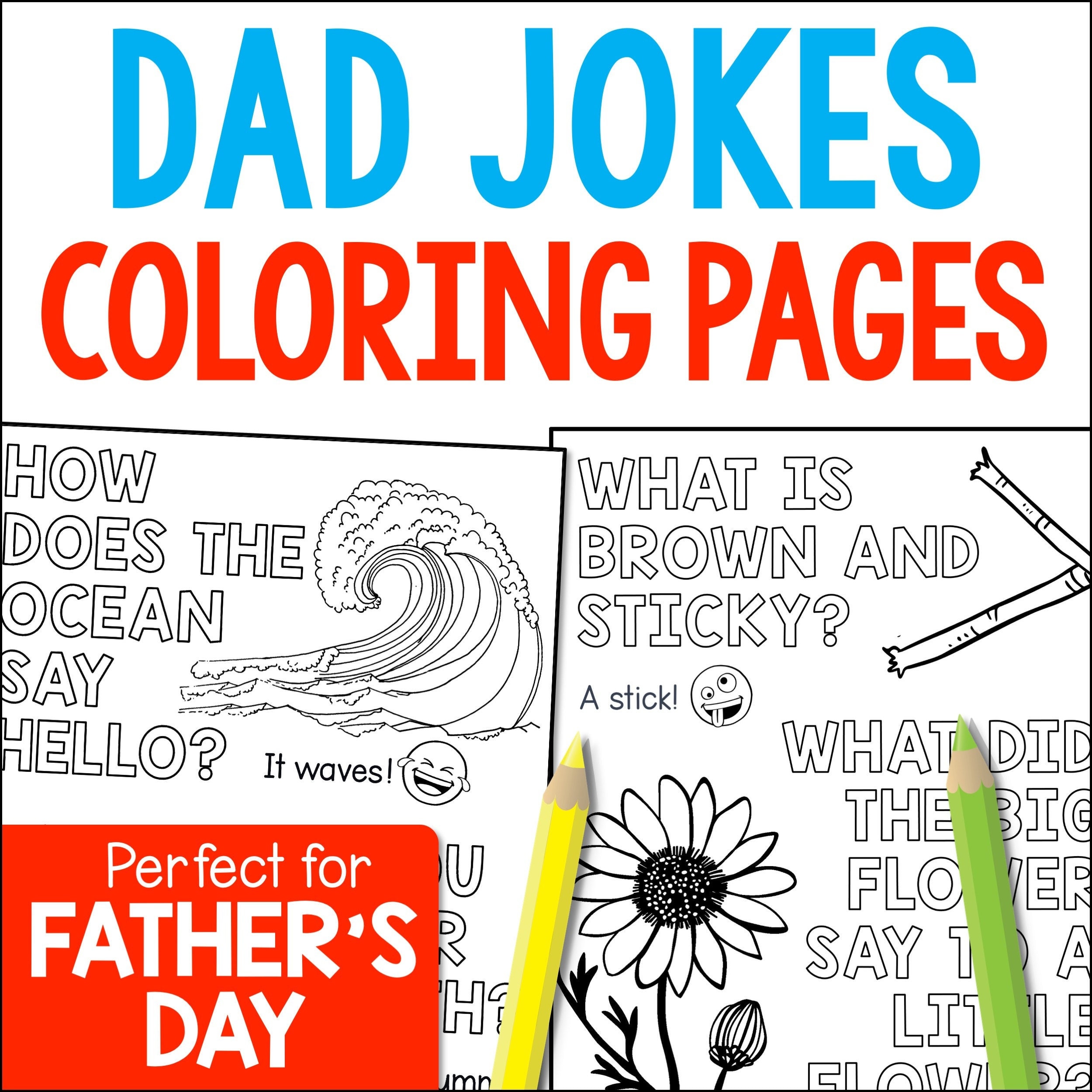 Dad jokes coloring pages for fathers day funny printable activity for kids family fun download gift for dad humor instant pdf
