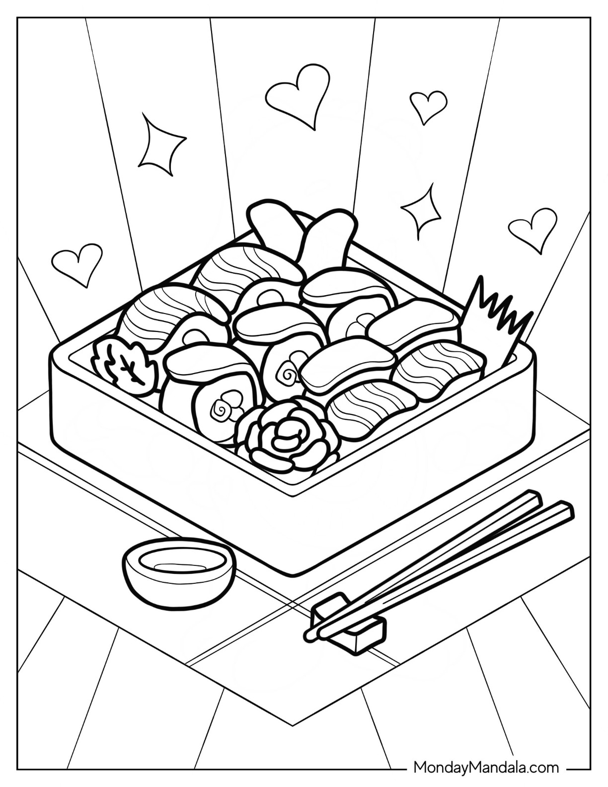 Sushi coloring pages free pdf printables