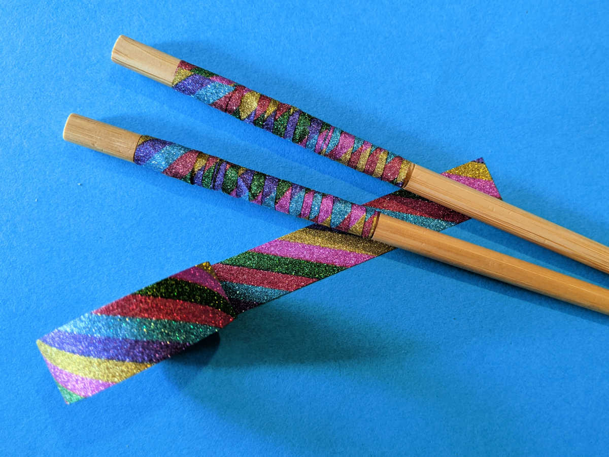 Easy diy rainbow washi tape chopsticks craft