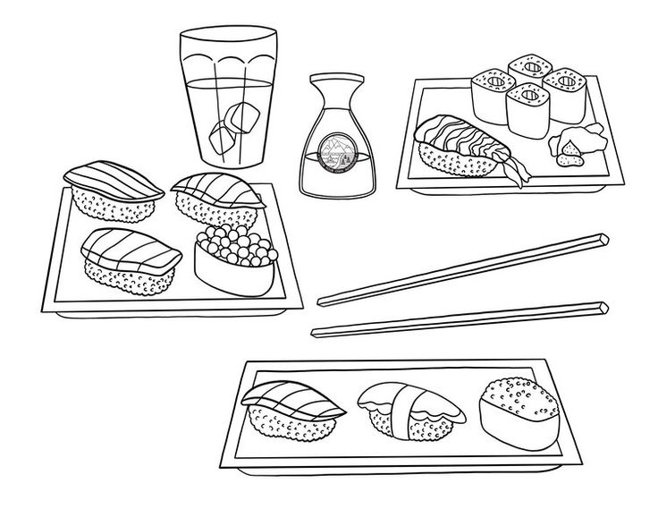 Sushi night coloring page coloring book art coloring book pages sketch book