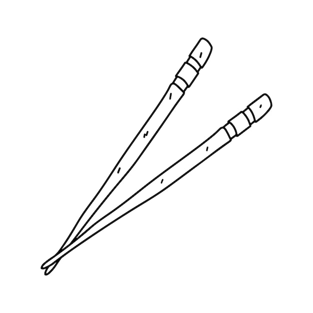Premium vector chopsticks for asian food doodle style vector illustration isolated on white coloring page