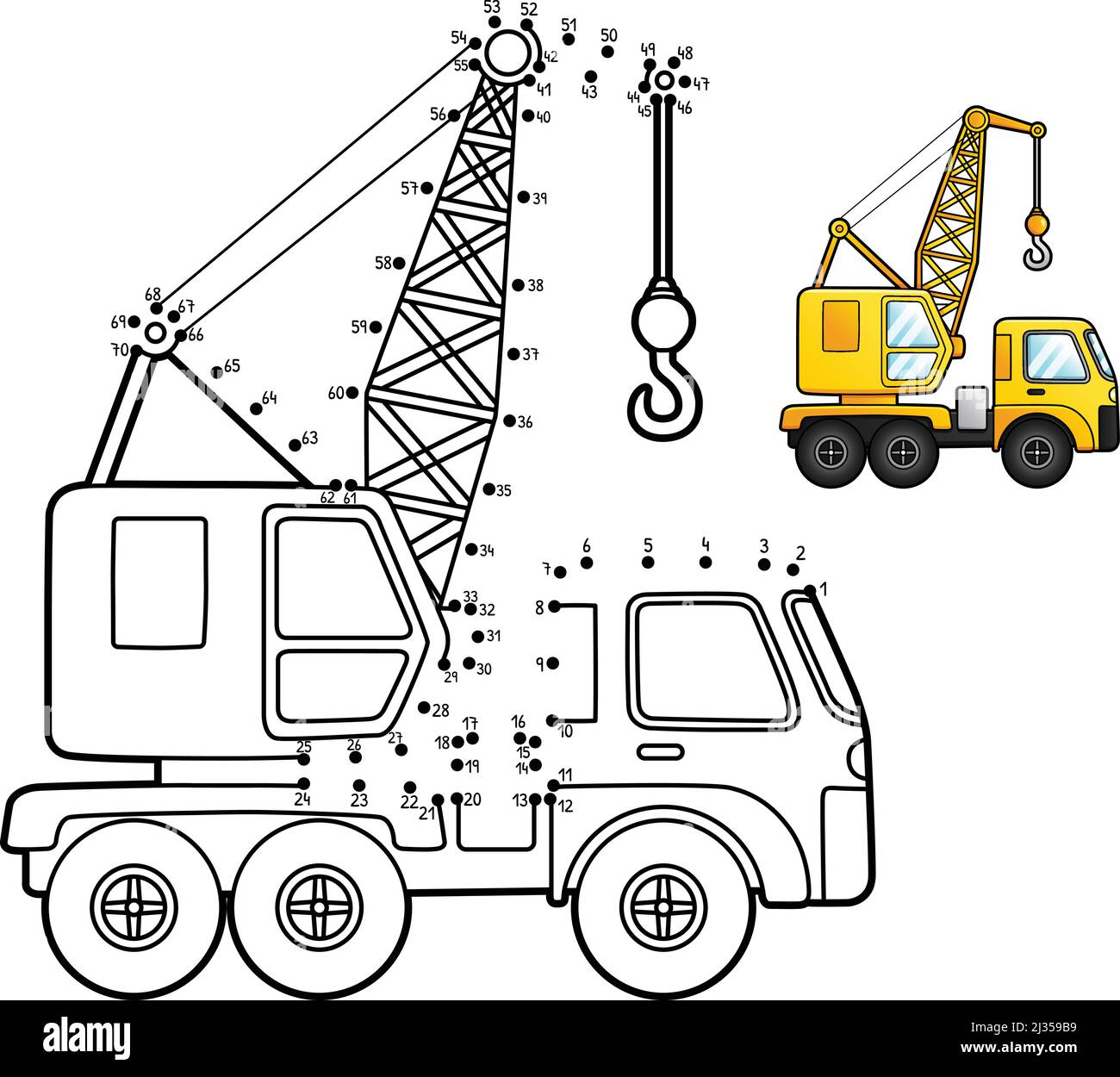 Dot to dot crane isolated coloring page for kids stock vector image art