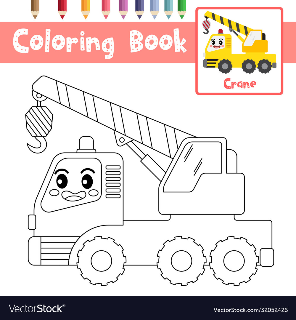 Coloring page crane cartoon character side view vector image