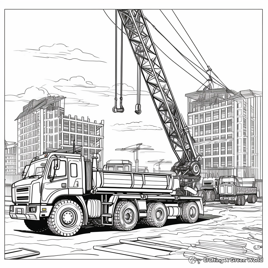 Crane truck coloring pages