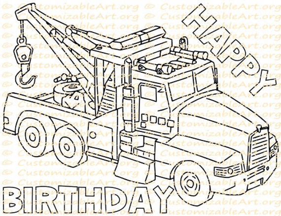 Tow truck party favor printable truck birthday party printables coloring page sheet birthday party supplies tow truck crane toy digital pdf
